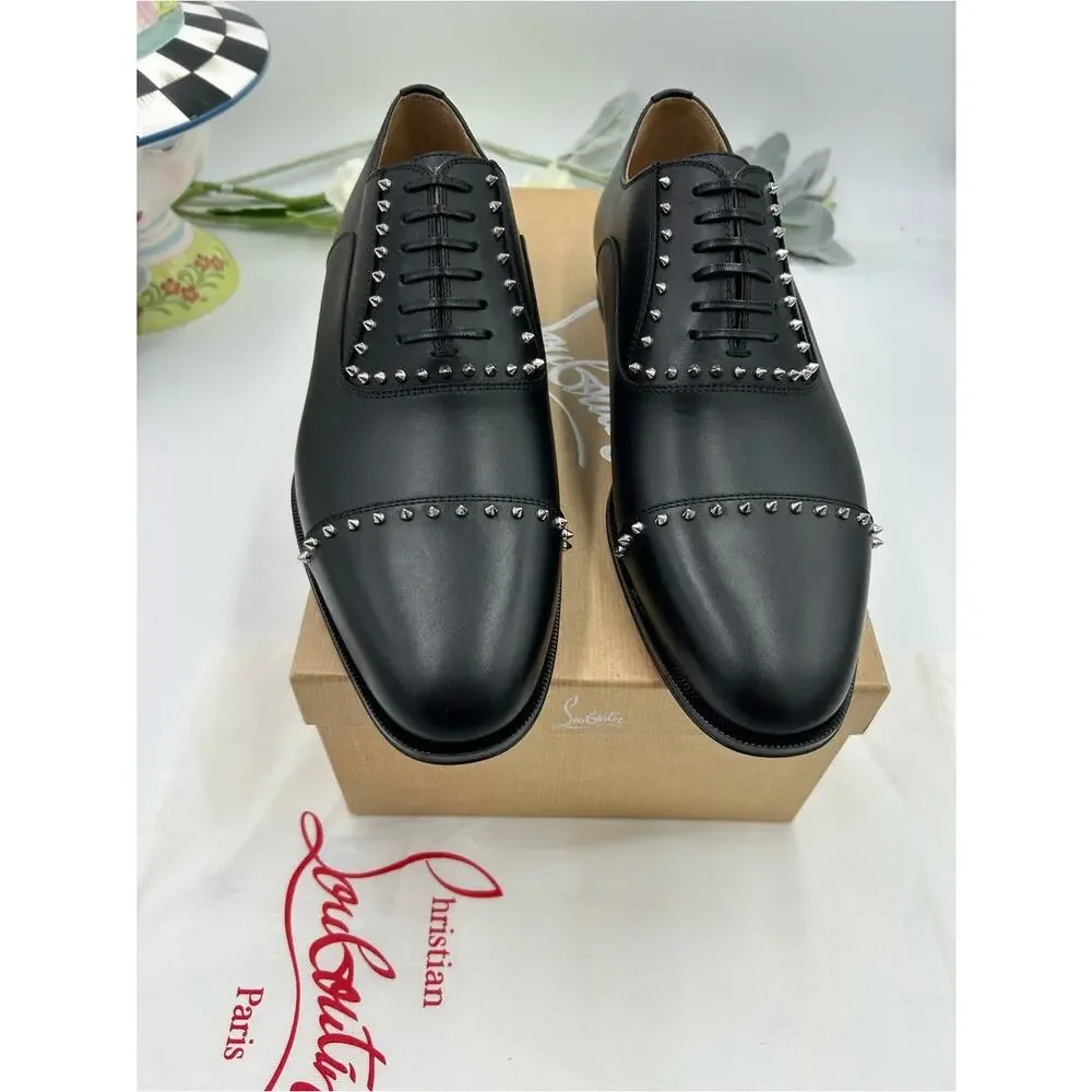 Men's Christian Louboutin CLOOCLOO spiked Leather, Oxford, size 41 made in Italy